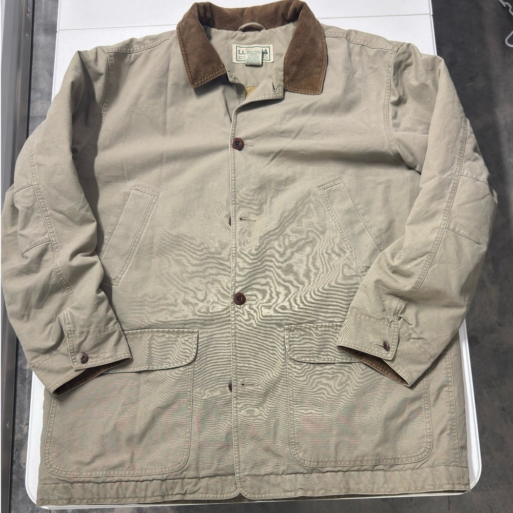 L.L. Bean Original Field Coat Mens XXLT Tan Excellent Flannel Lined Chore Jacket